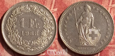 Швейцария 1 франк 1988 года, KM# 24a, 363o-033