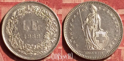 Швейцария 1 франк 1989 года, KM# 24a, 358o-082