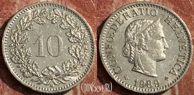 Швейцария 10 раппенов 1989 года, KM# 27, 476s-074