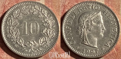 Швейцария 10 раппенов 1997 года, KM# 27, 183p-086