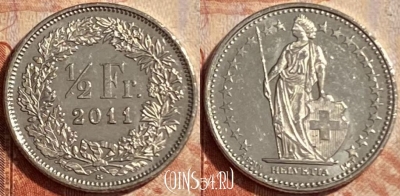 Швейцария 1/2 франка 2011 года, KM# 23a, 488р-052 ♛