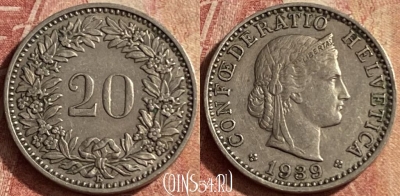 Швейцария 20 раппенов 1939 года, KM# 29a, 139p-139 ♛