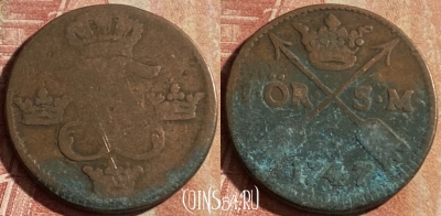 Швеция 1 эре 1747 года SM, KM# 416, 174p-142 ♛