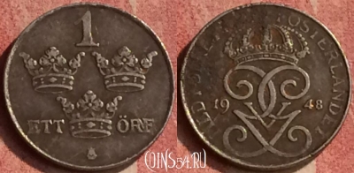 Швеция 1 эре 1948 года, KM# 810, 426-089