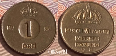 Швеция 1 эре 1956 года, KM# 820, 094s-019