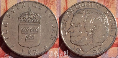 Швеция 1 крона 1998 года, KM# 852a, 085b-041