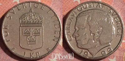 Швеция 1 крона 1999 года, KM# 852a, 361-005