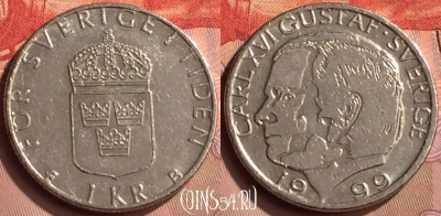 Швеция 1 крона 1999 года, KM# 852a, 417-052