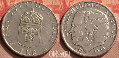 Швеция 1 крона 1999 года, KM# 852a, 428-086