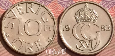 Швеция 10 эре 1983 года, KM# 850, 091l-100
