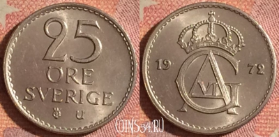 Швеция 25 эре 1972 года, KM# 836, 180i-141