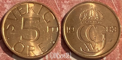 Швеция 5 эре 1983 года, KM# 849, 416r-008