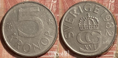 Швеция 5 крон 1982 года, KM# 853, 068r-143