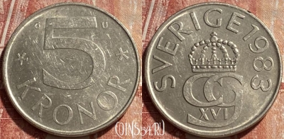 Швеция 5 крон 1983 года, KM# 853, 463r-247