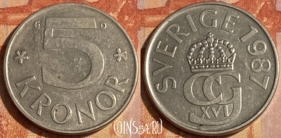 Швеция 5 крон 1987 года, KM# 853, 463q-233