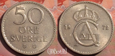 Швеция 50 эре 1972 года, KM# 837, 265a-019