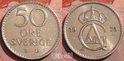 Швеция 50 эре 1973 года, KM# 837, 255a-010