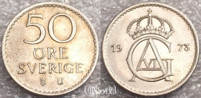 Швеция 50 эре 1973 года, см. состояние, 80-009b