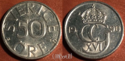 Швеция 50 эре 1990 года, 48-014