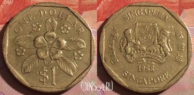 Сингапур 1 доллар 1988 года, KM# 54b, 267c-031
