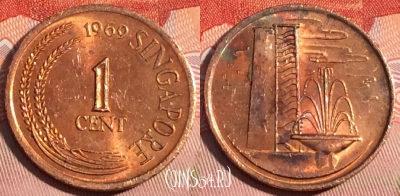 Сингапур 1 цент 1969 года, KM# 1, 082c-050