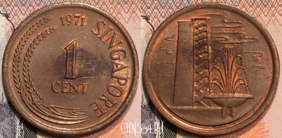 Сингапур 1 цент 1971 года, КМ 1, 115-005