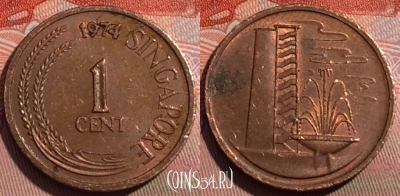 Сингапур 1 цент 1974 года, KM# 1, 251a-058
