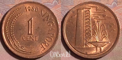 Сингапур 1 цент 1980 года, KM# 1a, 233b-099