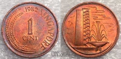 Сингапур 1 цент 1982 года, KM# 1a, 77-041b