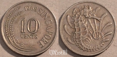 Сингапур 10 центов 1968 года, KM# 3, 111-082