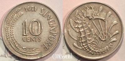 Сингапур 10 центов 1971 года, КМ 3, 115-012