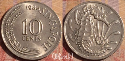 Сингапур 10 центов 1984 года, KM# 3, 168a-116