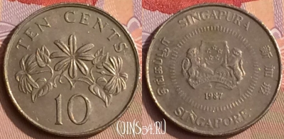 Сингапур 10 центов 1987 года, KM# 51, 447-121