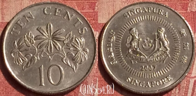 Сингапур 10 центов 2007 года, KM# 100, 406-050