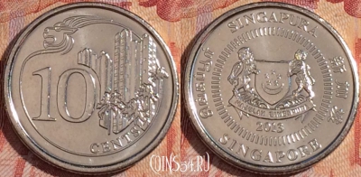 Сингапур 10 центов 2013 года, KM# 346, 157a-028