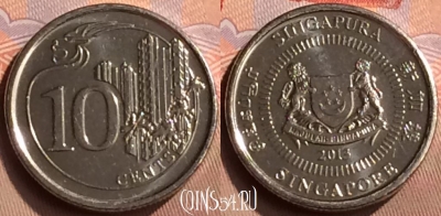 Сингапур 10 центов 2013 года, KM# 346, 424-054