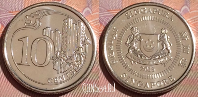 Сингапур 10 центов 2015 года, KM# 346, 226c-009