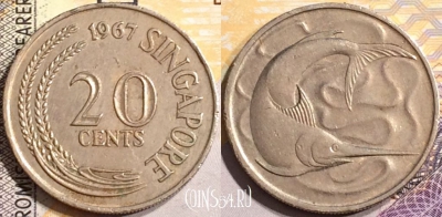 Сингапур 20 центов 1967 года, KM# 4, 146-139
