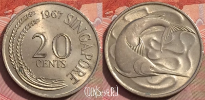 Сингапур 20 центов 1967 года, KM# 4, 237a-144