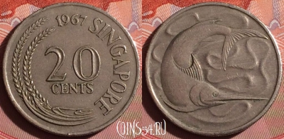 Сингапур 20 центов 1967 года, KM# 4, 238f-037