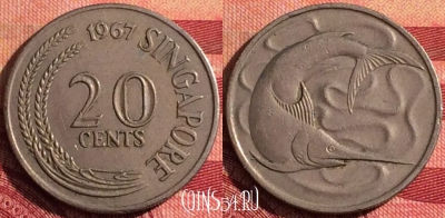Сингапур 20 центов 1967 года, KM# 4, 277i-075