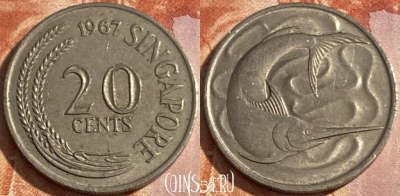Сингапур 20 центов 1967 года, KM# 4, 411r-056