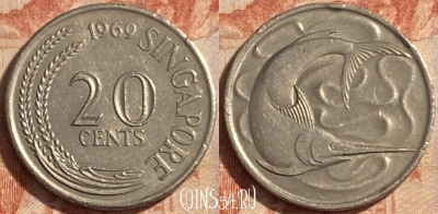 Сингапур 20 центов 1969 года, KM# 4, 489р-041