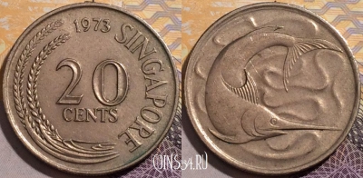 Сингапур 20 центов 1973 года, KM# 4, 187-061