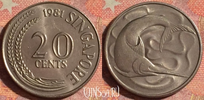 Сингапур 20 центов 1981 года, KM# 4, 133i-002