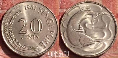Сингапур 20 центов 1981 года, KM# 4, 333k-044