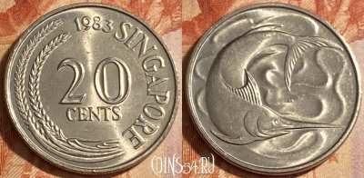 Сингапур 20 центов 1983 года, KM# 4, 481р-076 ♛