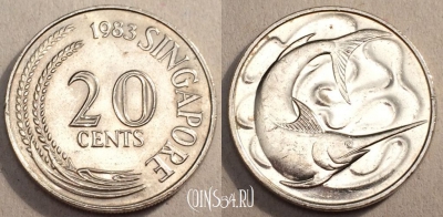 Сингапур 20 центов 1983 года, KM# 4, 85-056b