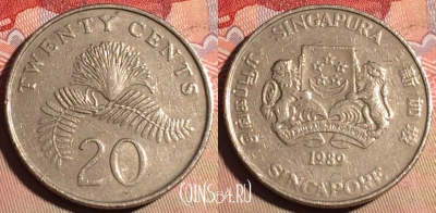 Сингапур 20 центов 1989 года, KM# 52, 221a-112
