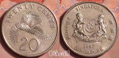 Сингапур 20 центов 1997 года, KM# 101, 209k-081